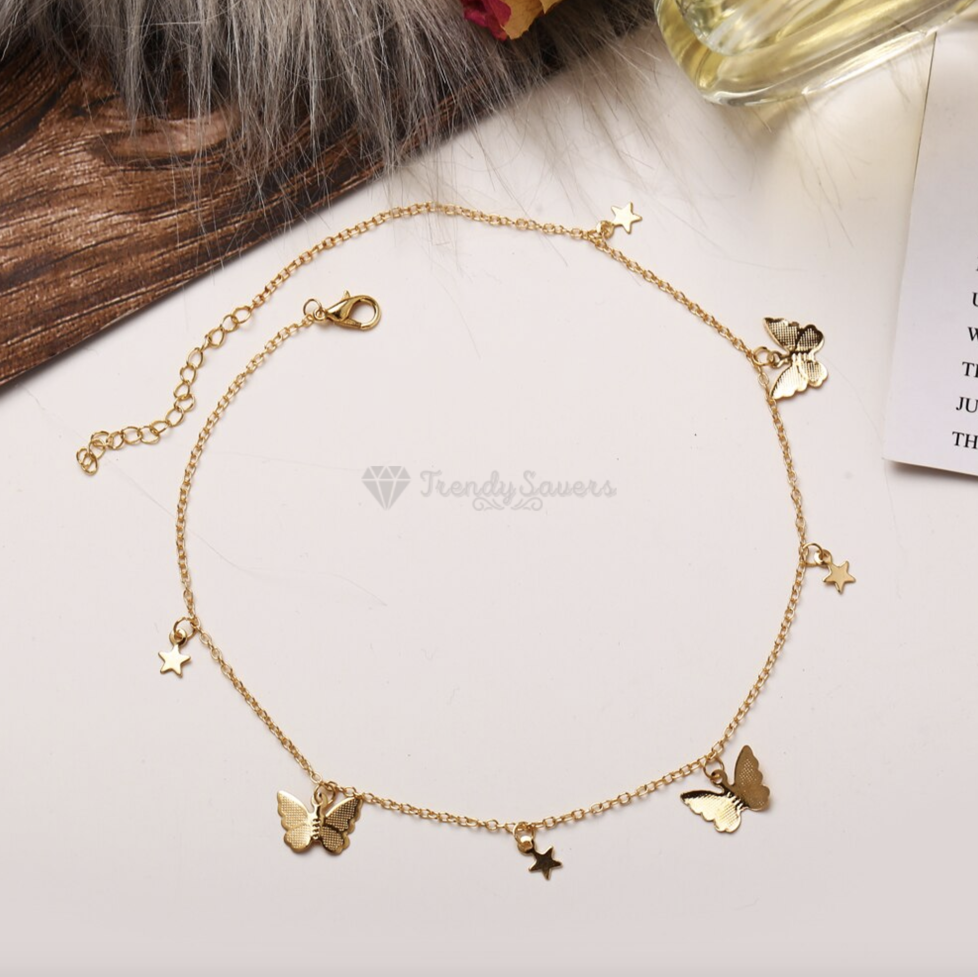 18K Gold Plated Star Butterfly Pendant Necklace Chain Choker Women