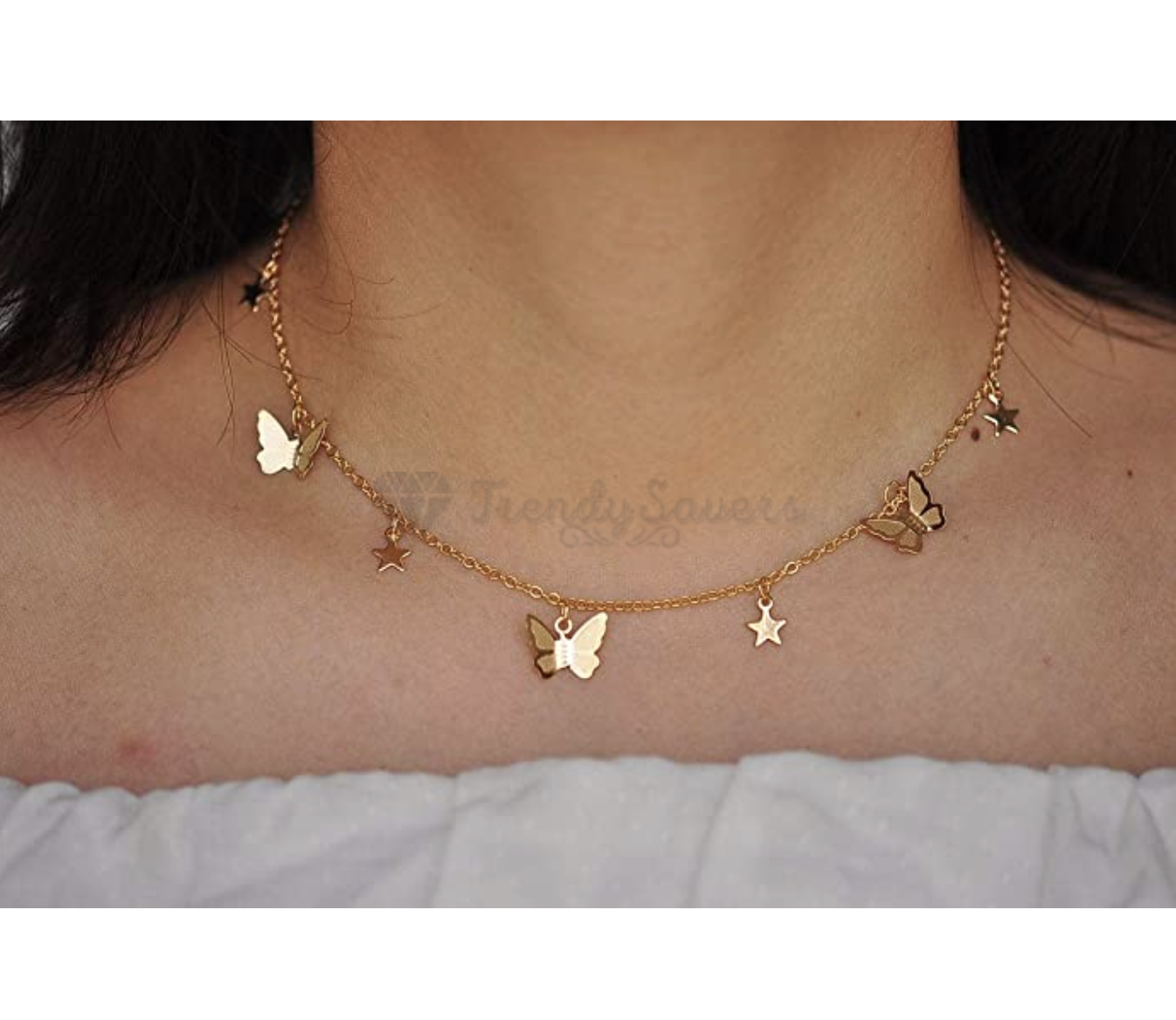 18K Gold Plated Star Butterfly Pendant Necklace Chain Choker Women