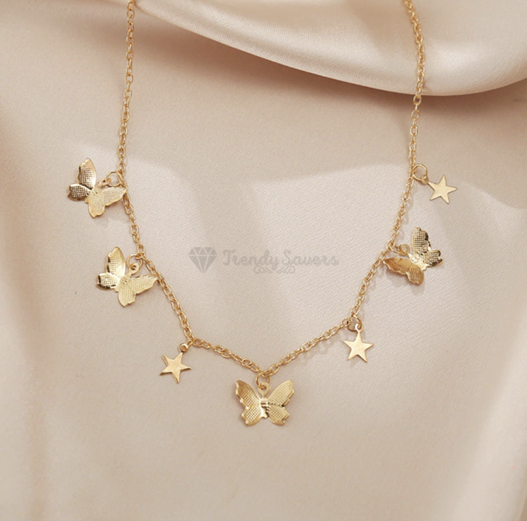 18K Gold Plated Star Butterfly Pendant Necklace Chain Choker Women