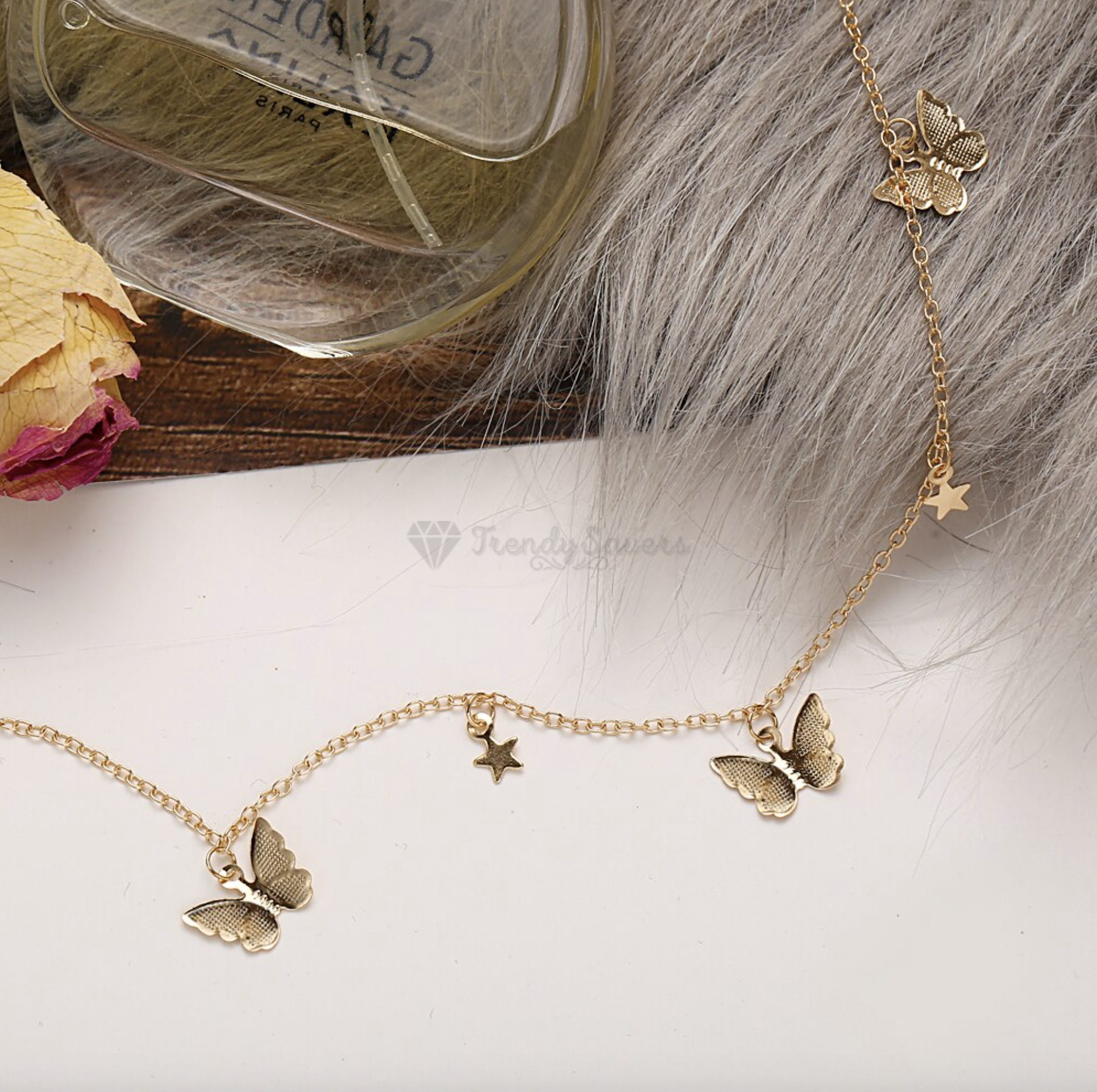18K Gold Plated Star Butterfly Pendant Necklace Chain Choker Women