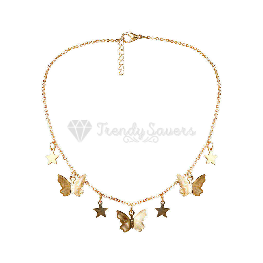 18K Gold Plated Star Butterfly Pendant Necklace Chain Choker Women