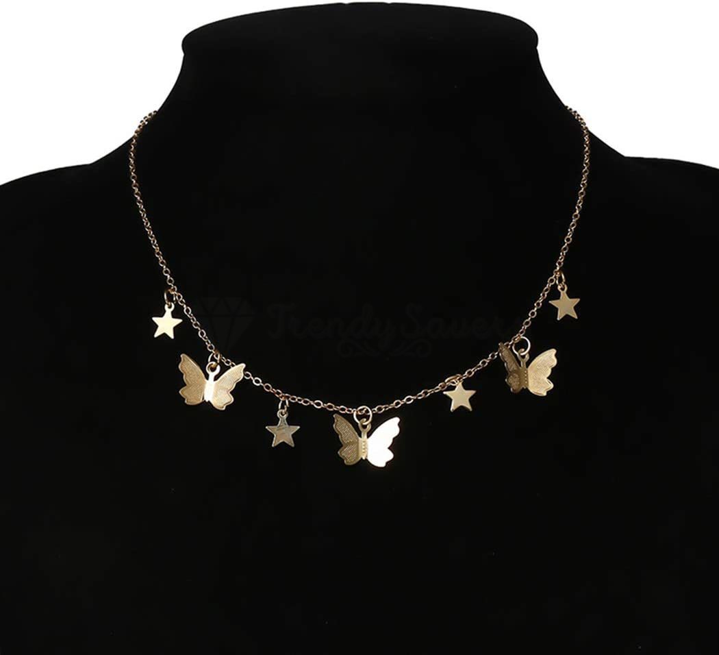 18K Gold Plated Star Butterfly Pendant Necklace Chain Choker Women