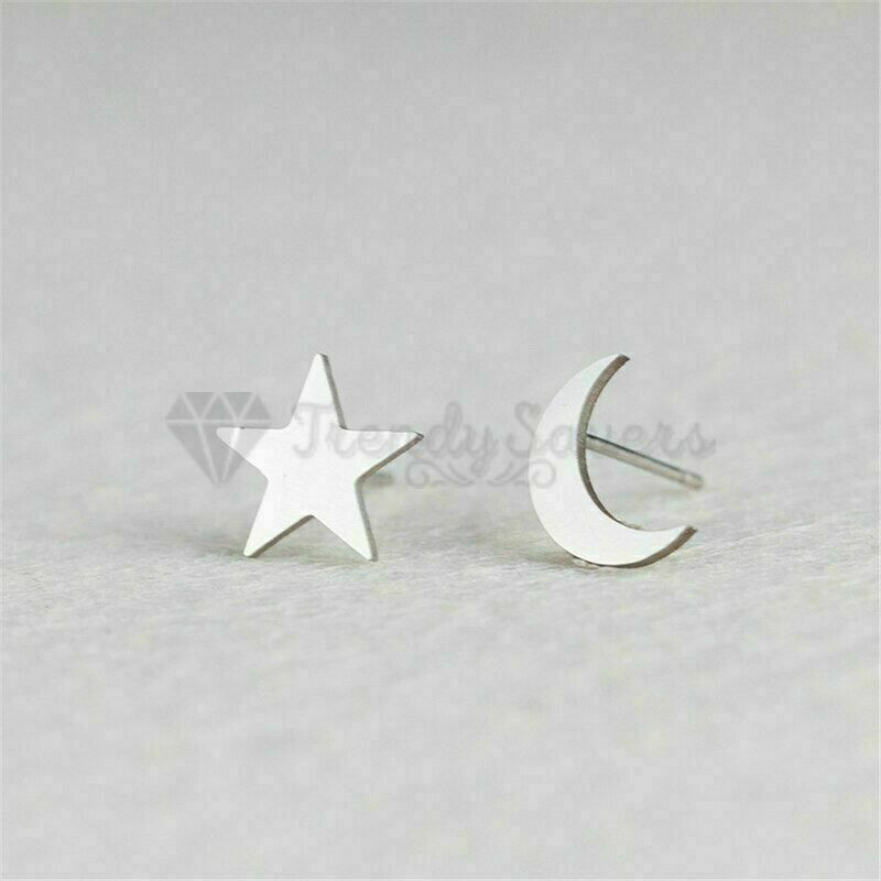 3 Pcs Star Moon Asymmetrical Stud Earrings | Astronaut Spaceman Jewelry For Women