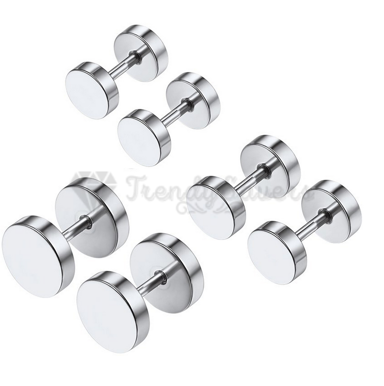 Cool TT 316L Stainless Steel 3D Wolf Fake Ear Plug Earrings 3