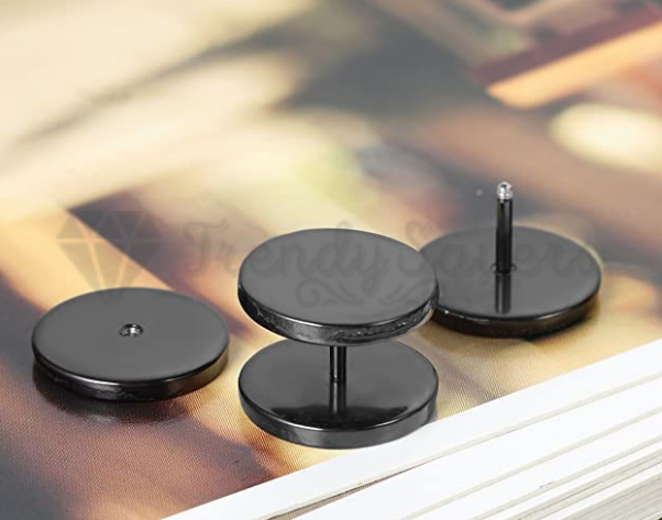 Retro Black Stud Earrings 10MM Round Dumbbell Piercing