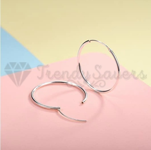 PAPAGENA Sterling Silver Hoop Earrings - 20/30/40/50/60mm Starburst-Cut Round Hoops, 3mm Width - View #14