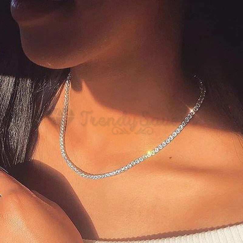 22 inch Long 18ct Gold Plated 4MM Rhinestone Tennis Chain Bling