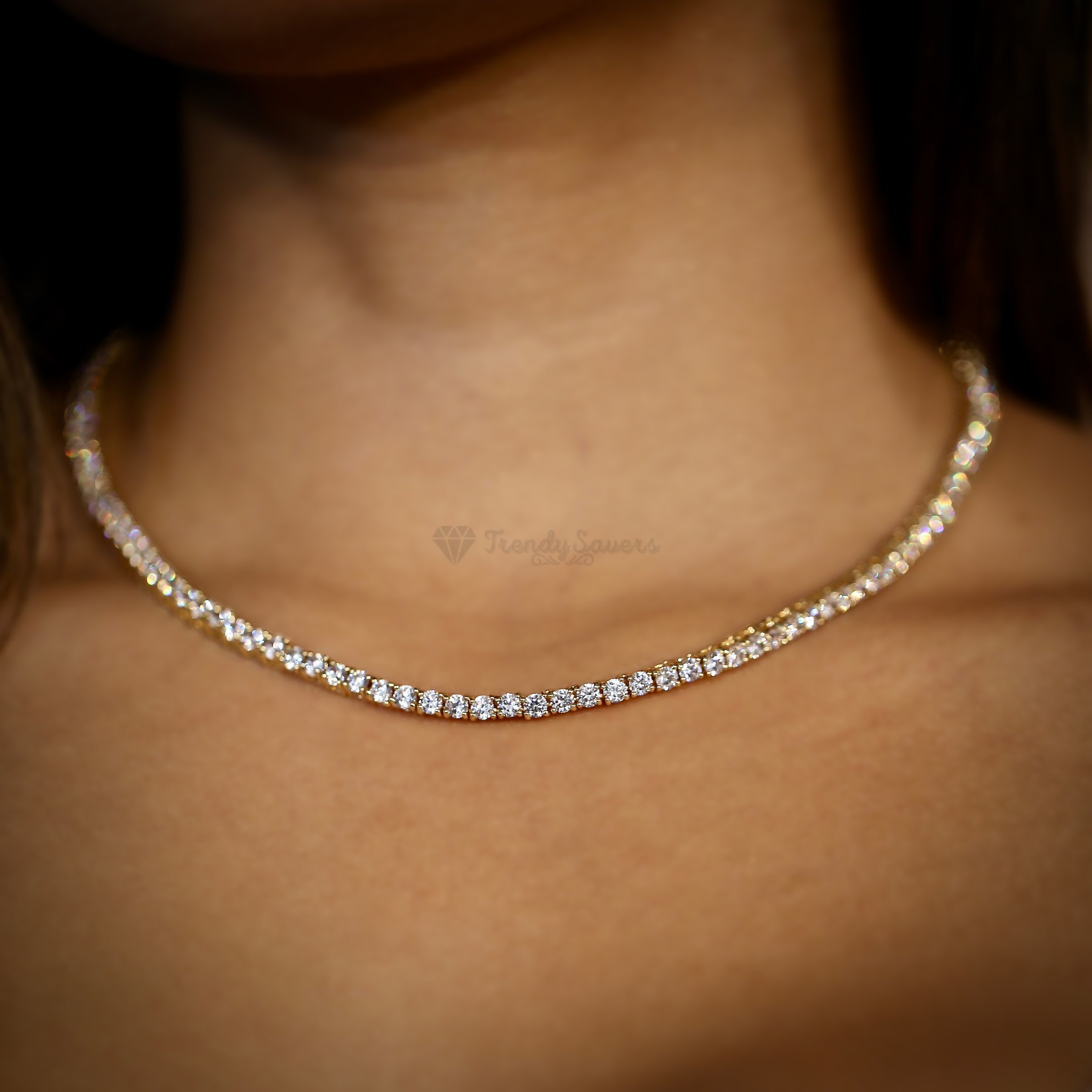 22 inch Long 18ct Gold Plated 4MM Rhinestone Tennis Chain Bling