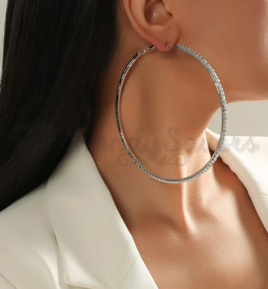925 Sterling Silver Crystal & Cubic Zirconia Round Hoop Earrings For Women