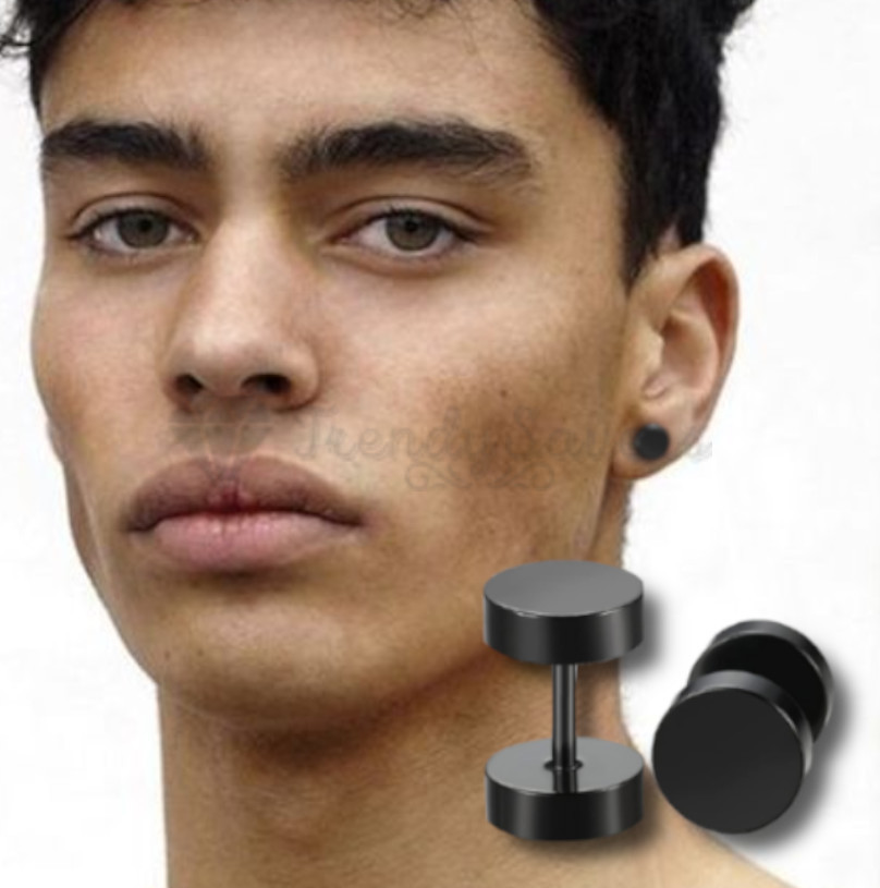 12mm Black Pair Punk Gothic Surgical Steel Screw Ear