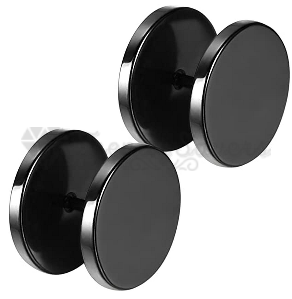 TT Clear Epoxy Black Star Surgical Steel Fake Ear Plug Earrings (BP27