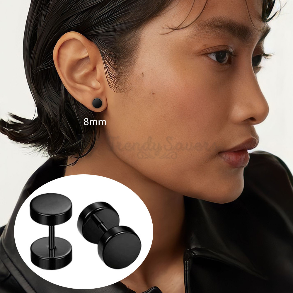 2x10mm Fakepiercing Nero Bianco Fakeplugs Stampa Finto Plug