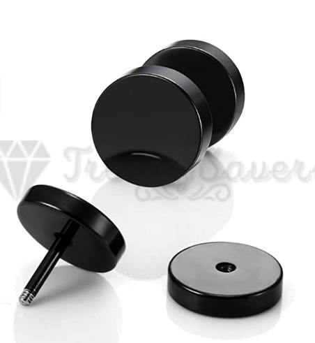 Soul-Cats Faux Plugs – Finti Spiralini Orecchini In Acciaio Inox, 10mm, Bianco E Nero, Coppia