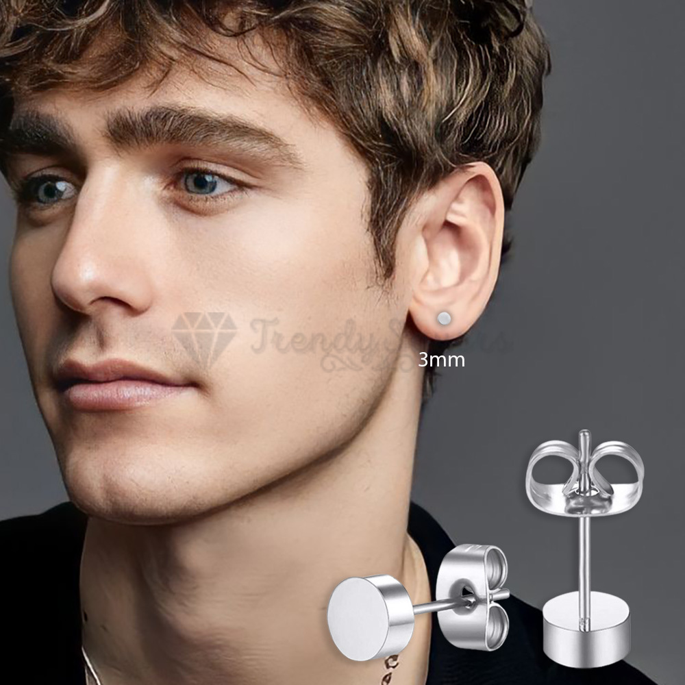 3mm Black Cubic Zirconia Solitaire Stud Piercing Earrings In Solid Titanium - Foto 7