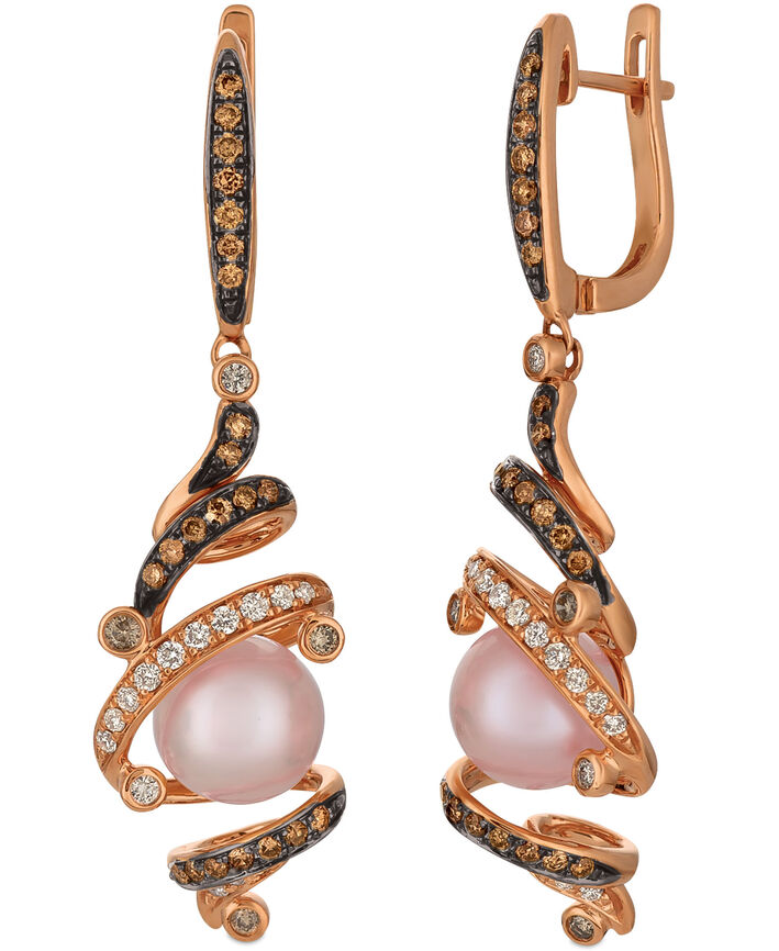 LeVian 14K Rose Gold Pink Pearl H-I SI2 Chocolate Diamond