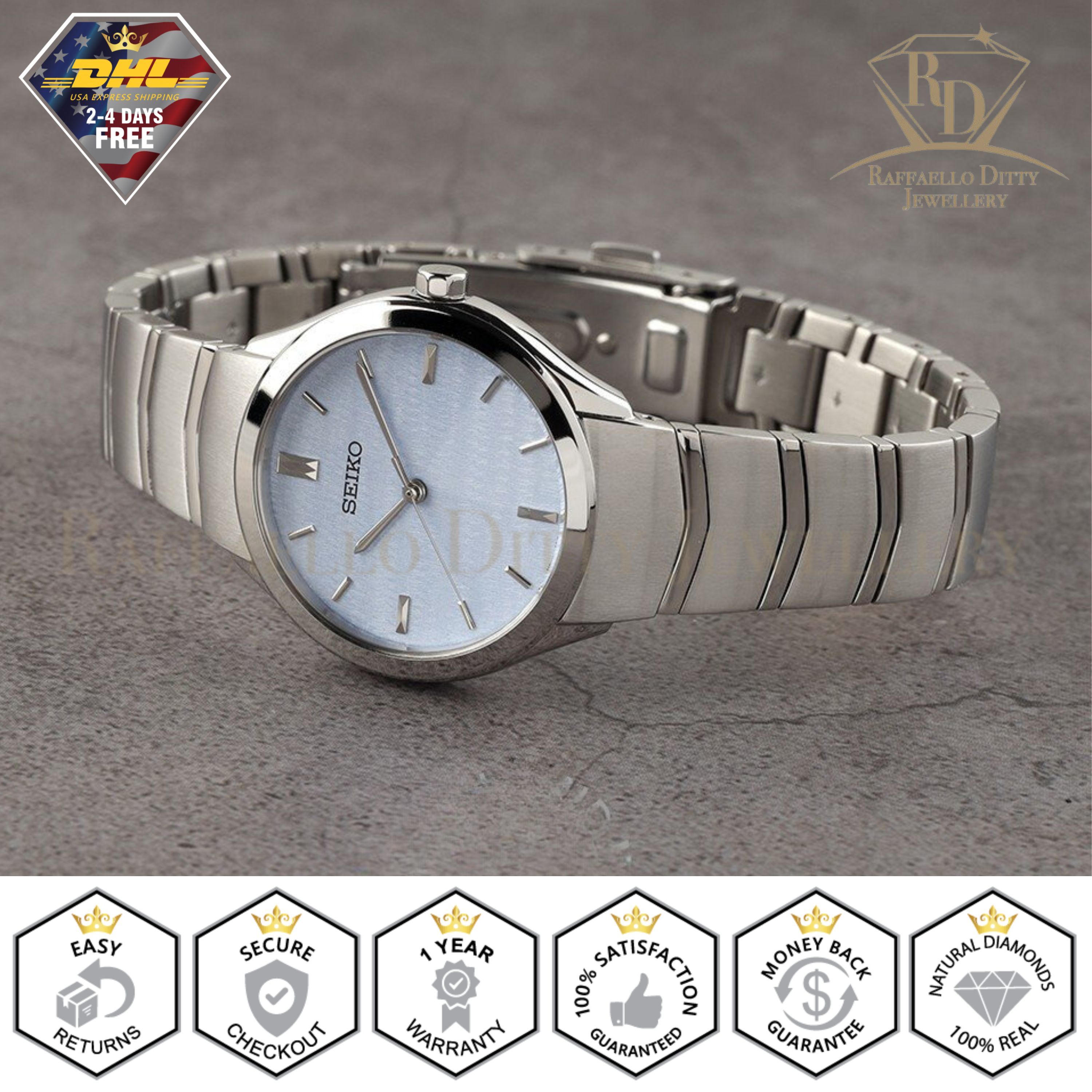 SEIKO Ladies Watch Quartz Blue Dial Silver Steel Bracelet