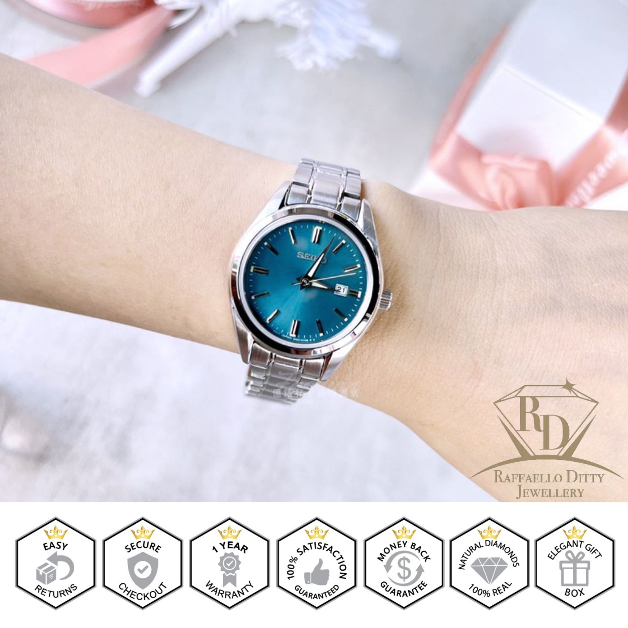 SEIKO レディース　腕時計　アンティーク　ジュエリーウォッチ Seiko Ladies Watch Quartz Blue Dial Stainless Steel Sapphire