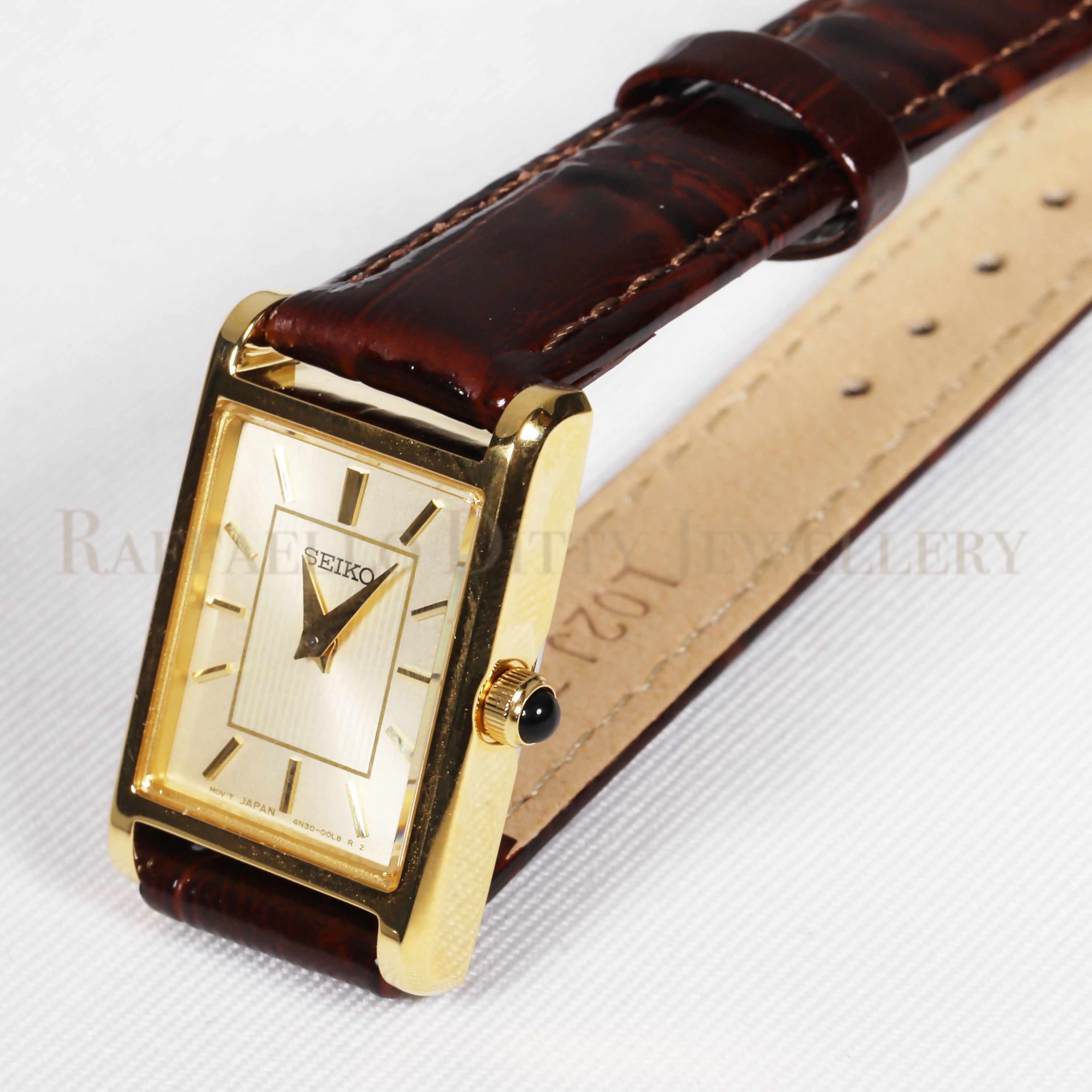 SEIKO Ladies Watch Quartz Rectangular Champagne Dial Gold Tone