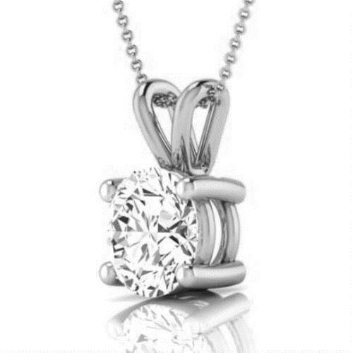 1/2 CARAT LAB CREATED DIAMOND D VVS2 SOLITAIRE PENDANT NECKLACE 14K WHITE GOLD
