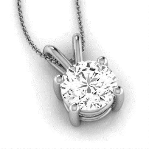 1/2 CARAT LAB CREATED DIAMOND D VVS2 SOLITAIRE PENDANT NECKLACE 14K WHITE GOLD