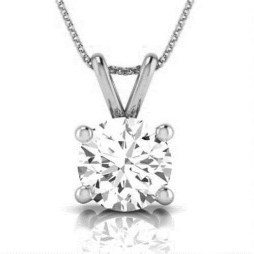 1/2 CARAT LAB CREATED DIAMOND D VVS2 SOLITAIRE PENDANT NECKLACE 14K WHITE GOLD