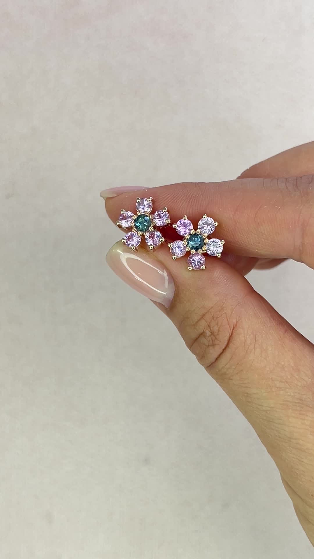 E325 Earrings 14K Rose Gold Blue Sapphire Round Brilliant Transparent Natural Corundum 2.40 Fine Earrings
