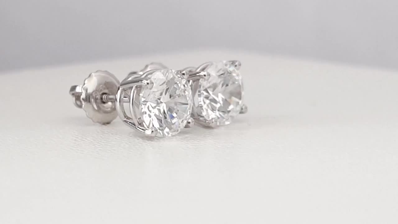 E161 Earrings 14K White Gold Nat Diamond D/VS1-VS2 Round 0.40 Fine Earrings