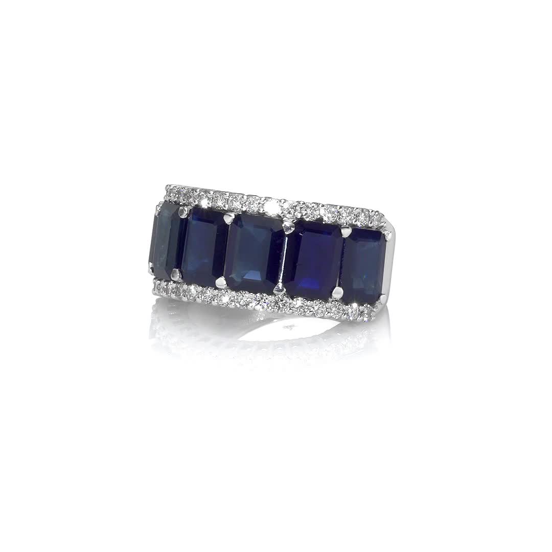 R459 Ring 14K White Gold Not Ehn Blue Sapphire Included 1 7.40 Fine Rings