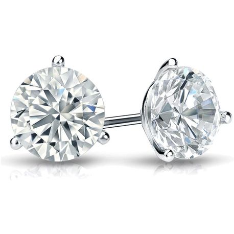 1/2ct Natural Round Brilliant Solitaire Diamond Martini Stud Earrings in 14k White Gold