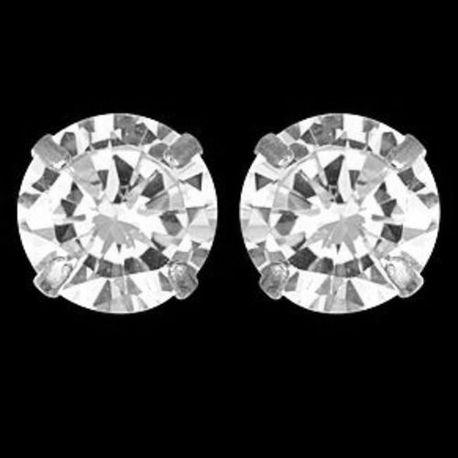 925 Sterling Silver Studs Earrings White Circle Zircon Every Day Jewelry Gift