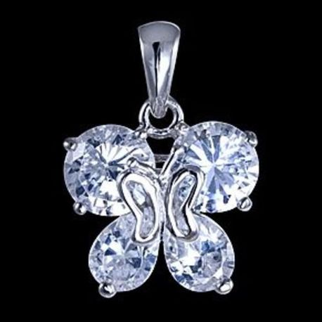 Test 925 Sterling Silver Pendant, Butterfly Pendant, White Zircon Pendant, Woman Present, Lady Gift - Pink  Cubic zirconia