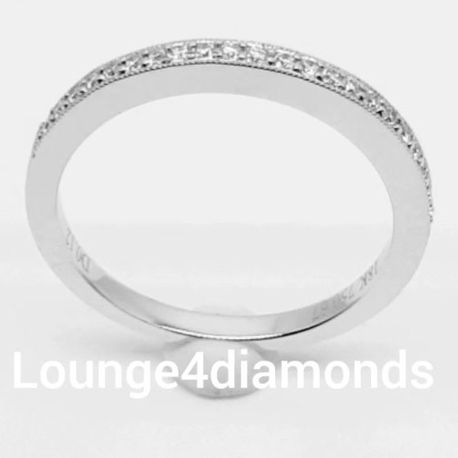 0.12 Carat 18K White Gold MICROPAVE MILGRAIN Diamond Band with 22 G / VS Diamonds