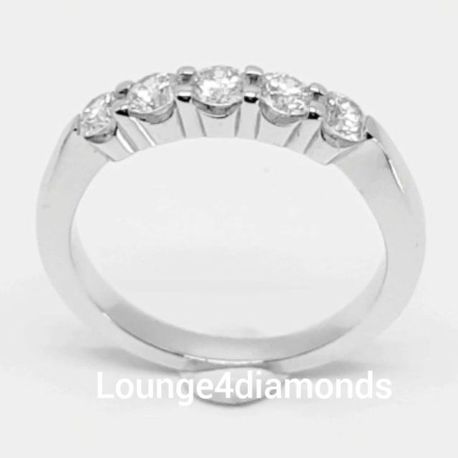0.6 Carat 18K White Gold SHARED PRONGE Diamond Band with 5 F / VS Diamonds