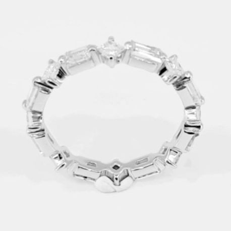 1.6 Carat 14K White Gold STACKABLE GEOMETICAL OATTERN Eternity Band with 16 F / VS Diamonds