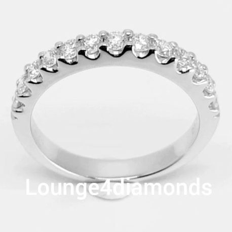 0.67 Carat 18K White Gold Shared Prong Diamond Band with 13 F / VS Diamonds