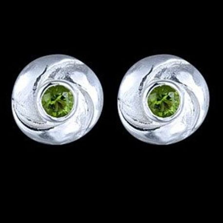 925 Sterling Silver Stud Earrings, Spiral Shaped, With Green Zircon- CZ, Women Gift Jewelry