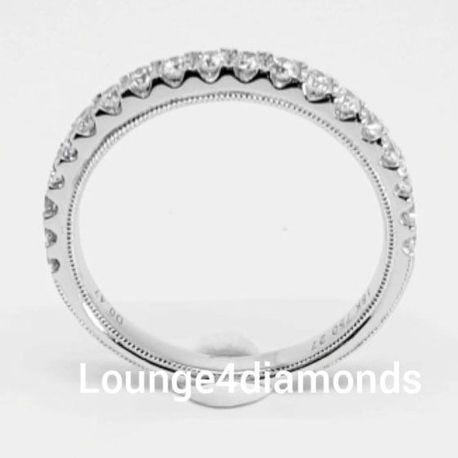 0.47 Carat 18K White Gold MICROPAVE MILGRAIN Diamond Band with 18 F / VS Diamonds