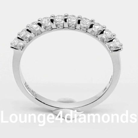 0.41 Carat 18K White Gold SHARED PRONGE Diamond Band with 10 F / VS Diamonds