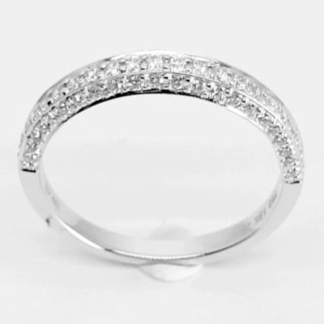 0.45 Carat 18K White Gold 3-SIDED PAVE Wedding Band with 64 F / VS Diamonds