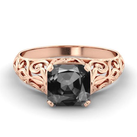M200R: Rose Gold 14K 2.5CT Black Dimanod Round