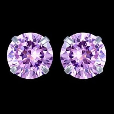 925 Sterling Silver Studs Earrings  Pink Circle Zircon Every Day Jewelry Gift