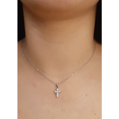 0.41 Carat 14K White Gold Cross with 6 F / VS1 Diamonds