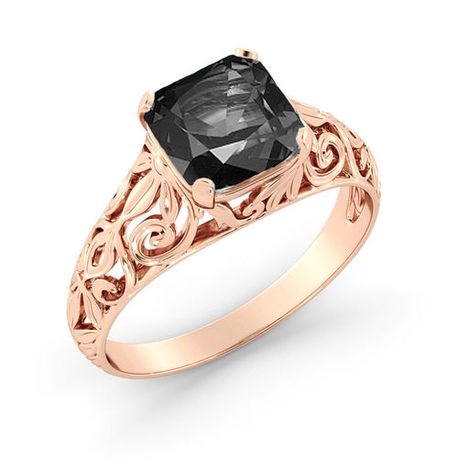 M200R: Rose Gold 14K 3CT Black Dimanod Round