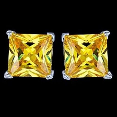 925 Sterling Silver Studs Earrings Pink Square Zircon Every Day Jewelry Present 