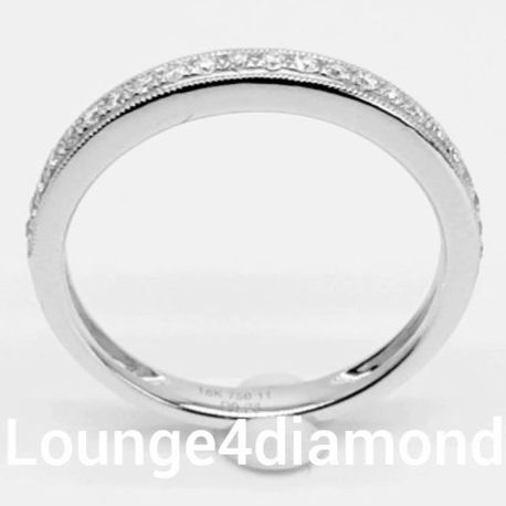 0.23 Carat 18K White Gold BEADED CHANNEL MILGRAIN Diamond Band with 23 F / VS Diamonds