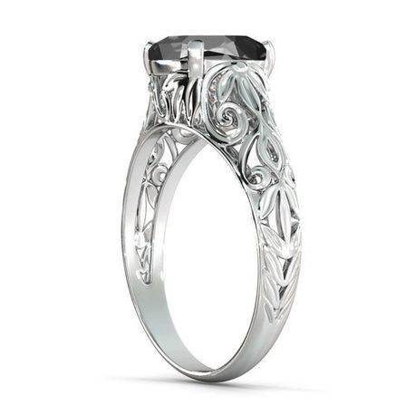 M200R: White Gold 14K 2CT Black Dimanod Round