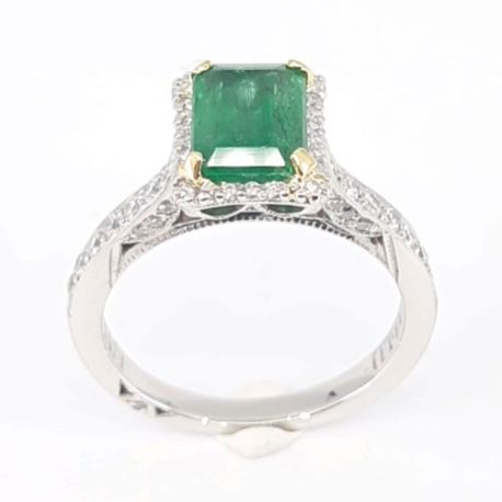 Carat 950 Platinum Gemstone Ring with / Diamonds