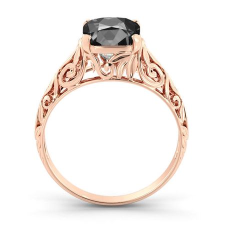 M200R: Rose Gold 14K 1CT Black Dimanod Round