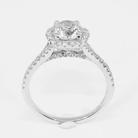Carat 18K White Gold Halo with E / SI1 Diamonds