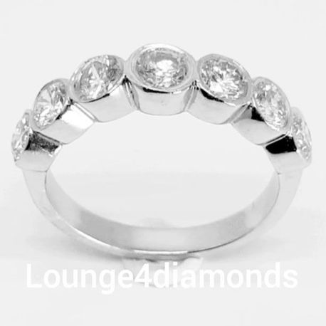 1.5 Carat 950 Platinum Bezel Set Anniversary Band with 7 F / VS Diamonds
